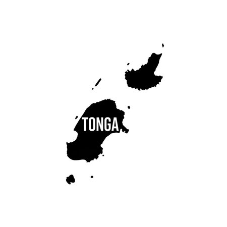 Tonga map black silhouette on white background vector illustration contour graphic element design geography territoryのイラスト素材