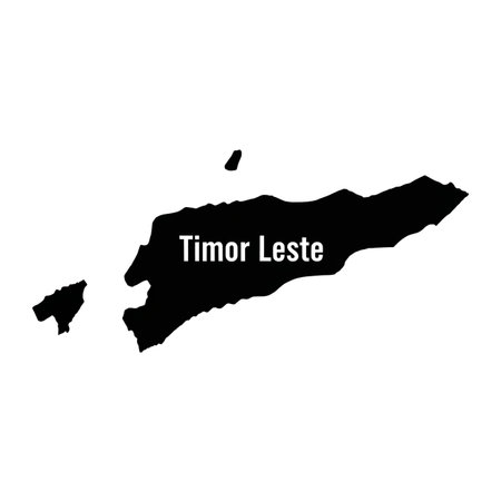 Black Timor Leste country map. Detailed geographic contour of Southeast Asian nation shape. Asia cartography.のイラスト素材
