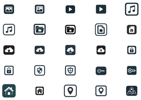 Set Of 25 Editable Media Icons. Includes Symbols Such As Playlist, Home, Music And More. Can Be Used...