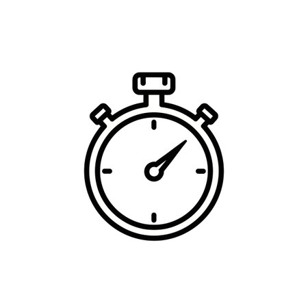Outline timer icon for competition and training. Classic stopwatch symbol for countdown and speed...