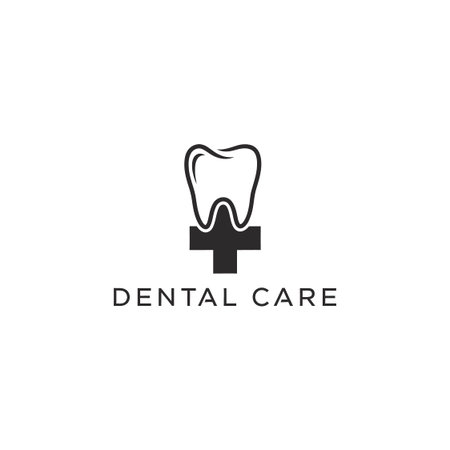 Tooth symbol and cross for dental clinic . Medical health care concept. Professional dental service icon.のイラスト素材