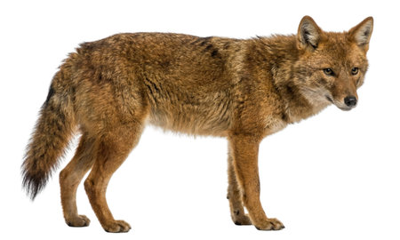 Golden jackal canid predator wild mammal Africa Eurasia habitat forest desert steppeの写真素材