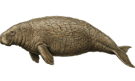 Digital illustration of extinct marine animal, detailed textured skin, aquatic prehistoric creature, nature scienceの写真素材