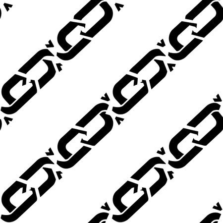 Bold abstract  pattern features black chain links arranged diagonally on a clean white background, creating a strong visual repeatのイラスト素材