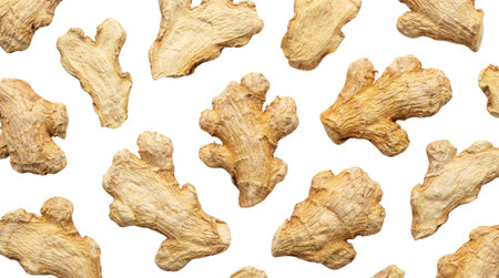 Whole dried ginger roots, aromatic spice ingredient, natural food seasoning, healthy product