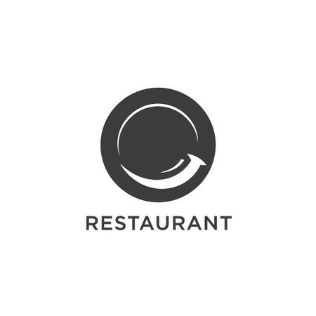 Restaurant , plate with circular arrow symbol, suggesting order and delicious food.のイラスト素材