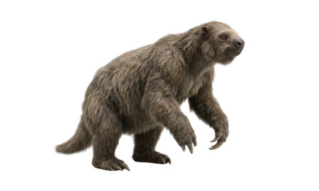 Giant ground sloth extinct mammal prehistoric ancient creature large fossil animal standing on hind...