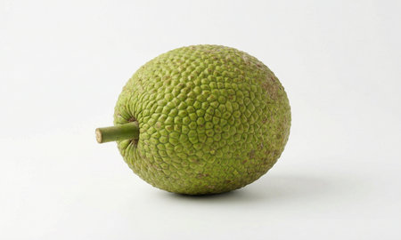Whole exotic fruit showing stem and bumpy exterior pattern, healthy starchy vegetable alternative