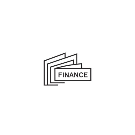 Black outline symbol representing financial records. Paper documents stacked with text label. Professional  design.のイラスト素材