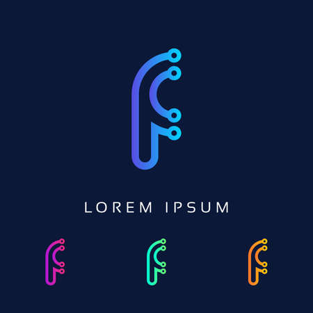 Initial Letter F Logo Design, Letter Logo, Technology Company concept and Idea, Data, Vector Icon Template elements Modern Corporateのイラスト素材