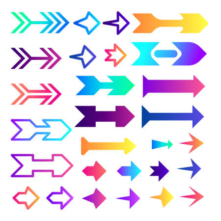Colorful Arrows set icons. Artistic Arrows set icons. set of colorful arrows. colorful arrow iconsのイラスト素材