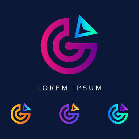 G Letter Automotive Colorful Logo Design, Minimal Modern Letter Logo of Circle G Alphabet Icon Monogram.のイラスト素材