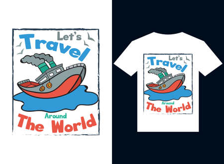 Travel Around the World T-shirt Design Vector typography, printのイラスト素材