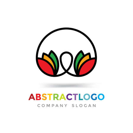 Emblem Flower Lotos logo design. premium Wedding simple vector icon. Modernのイラスト素材