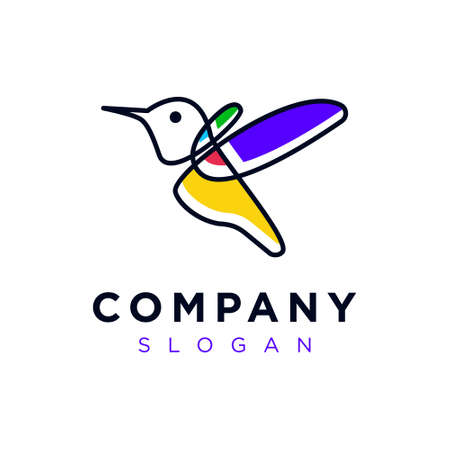 Colorful Bird Line Art  Abstract Logo icon concept.のイラスト素材