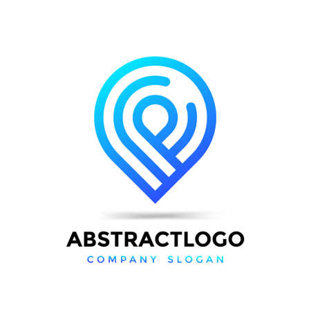 Abstract Letter PF logo with Pin Sign location icon symbolのイラスト素材