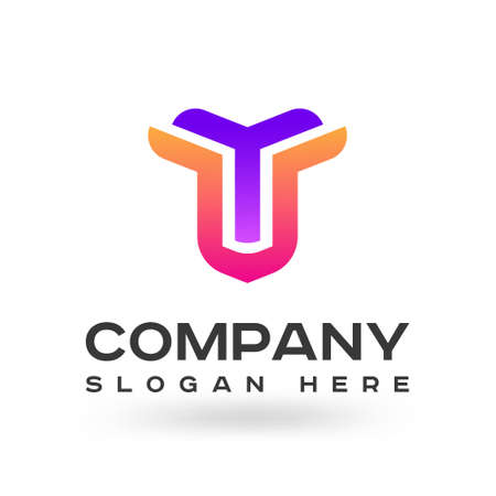 Unique Y and T letter logo design - minimal YT Alphabet Icon template vectorのイラスト素材