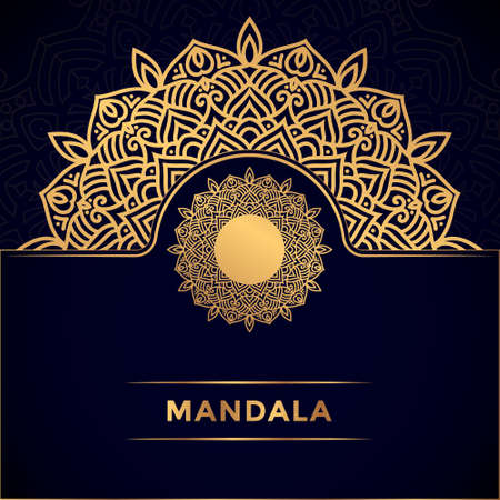 ornamental mandala pattern design with golden color Premium Vectorのイラスト素材