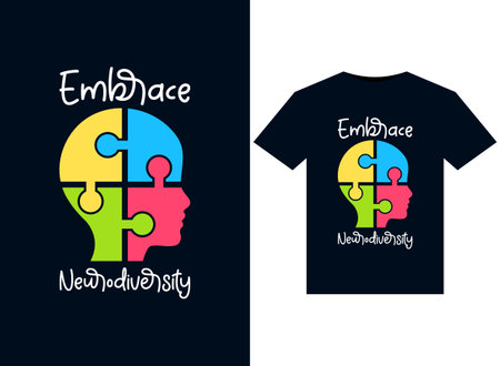 Embrace Neurodiversity illustrations for print-ready T-Shirts designのイラスト素材