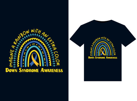 Imagine a Rainbow with an Extra Color Down Syndrome Awareness illustrations for print-ready T-Shirts designのイラスト素材
