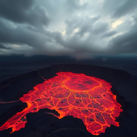 Volcanic eruption, 3D render of a lava flow in Hawaiiの素材