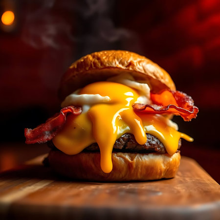 Cheese burger - American cheese burger with bacon and mayonaiseの素材