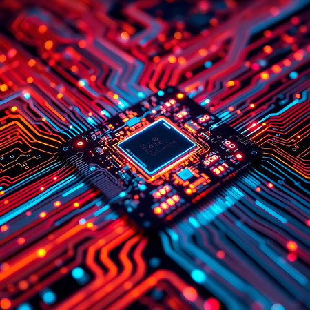 Circuit board close up. Electronic computer hardware technology. 3d renderingの素材