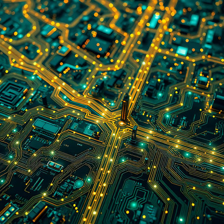 Circuit board background. Electronic computer technology. Motherboard digital chip. Tech science background. Integrated communication processor. Information engineering component.の素材