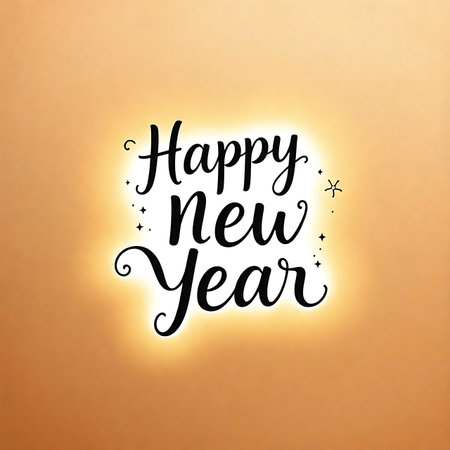 Happy New Year lettering. Hand drawn calligraphy. Vector illustration.の素材