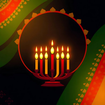 Illustration of Happy Hanukkah background with menorah.の素材