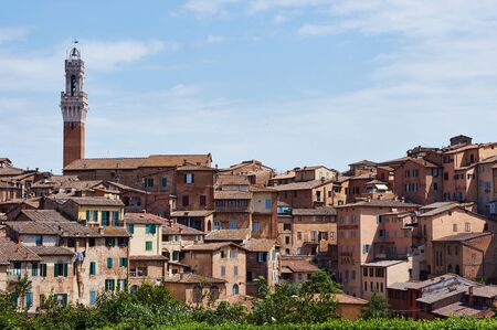 House on the hill in Sienaの写真素材
