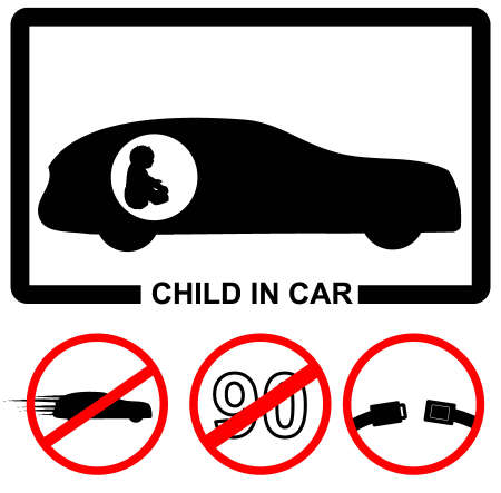 Child in car icon setのイラスト素材