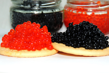 Black and red caviarの写真素材