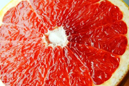 Close-up of a grapefruit  on the inside .の写真素材