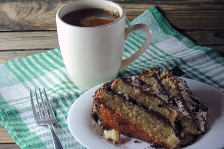 Delicious Chocolate Cake and tea with lemon