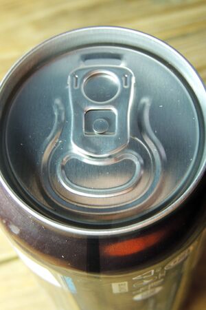 Aluminium cans. Top part of beer cans. Top view