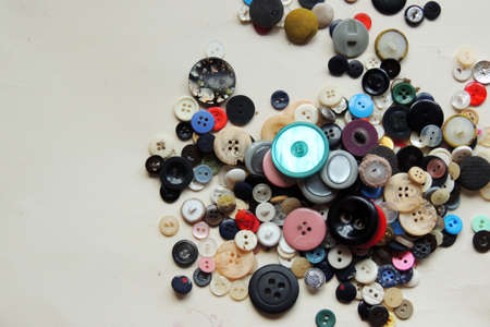 Buttons background, Buttons, closeup on white backgroundの写真素材