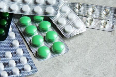 Medical pill tablet isolated on white, clipping path includedの写真素材