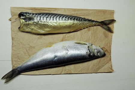 Smoked and salted herring on the Board
