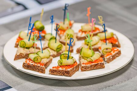 open sandwich with  caviar food red appetizing