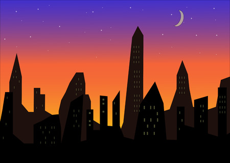 Beautiful night sky in the cityのイラスト素材