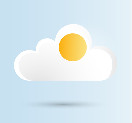 Fried egg in the form of a white and yellow cloud on a blue sky background vector illustration for World Egg day, Easter holiday or another design use.のイラスト素材