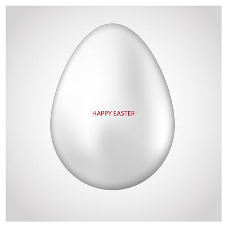 White egg with Red greeting text Happy Easter on gray background.のイラスト素材