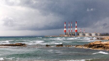 Larnaca, Cyprus - February 6, 2020: Dhekelia Power Station Electricity Authority of Cyprusのeditorial素材