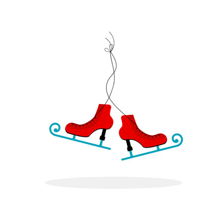 Figure Skating design element isolated on white background. Vector poster with figure skates. Decorative illustration with winter Xmas and New Year conceptのイラスト素材