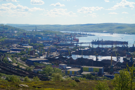 View of the city from the mountain, summer in the Northの写真素材