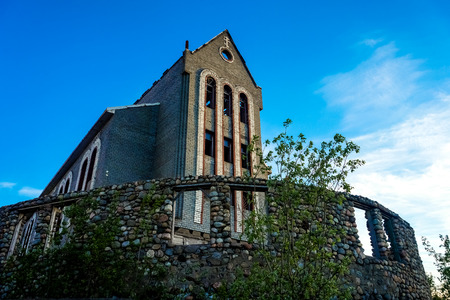 Abandoned stone Catholic Church, unfinishedのeditorial素材