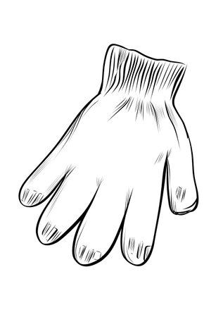 Single garden glove illustration with detailed outline vectorのイラスト素材