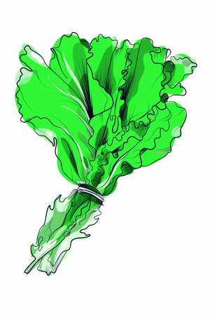Lettuce leaves hand drawn food sketchのイラスト素材
