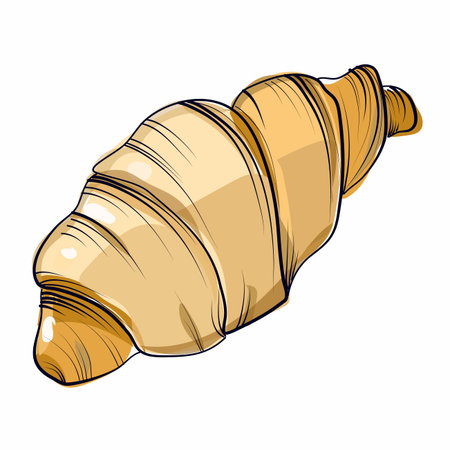 Croissant breakfast pastry hand drawn illustrationのイラスト素材